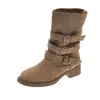 Botas de Cavaleiro Plataforma Retro Francesas de Cano Alto Femininas 2026 Outono Novo Estilo Coreano Temperamento Moda Camurça Emagrecedoras Botas Curtas