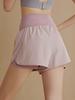 Shorts Esportivos Soltos e Respiráveis para Mulheres, Verão Secagem Rápida Treinamento de Corrida Dois em Um Anti-Exposição Cintura Alta Fitness Yoga Calças