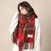 Bufanda Roja invierno para mujer a cuadros ins versátil chal de alto sentido bufanda de estudiante Año Nuevo cumpleaños regalo de pareja
