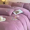 Conjunto de Roupa de Cama de Veludo de Leite Quatro Peças Inverno Veludo Coral Espessado Folha de Cama Outono e Inverno Capa de Edredom Saia de Cama Conjunto de Três Peças Roupa de Cama