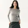 Suéter de punto ajustado para mujer, nueva colección otoño/invierno 2026, básico de cuello redondo, mezcla de cachemir, versátil, acanalado y adecuado como capa base