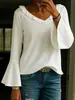 2025 Nueva Ropa de Mujer de Comercio Exterior Transfronterizo Casual de Manga Larga Cuello en V Regular Color Sólido Multicolor Tops Camisetas de Mujer