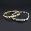 Pulseira Tennis Quadrada de Zircônia Europeia e Americana Produto Novo Transfronteiriço para Homens e Mulheres Zircônia Quadrada Linha Única Diamante Hip Hop Pulseira Tendência