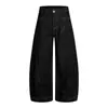 Calça jeans baggy estilo old money JIAMU com costura aparente, calça jeans wide leg para homens e mulheres, calça jeans raw denim retrô americana