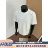 Camiseta de manga corta patchwork resistente cleafint para hombre, estilo americano de verano, fresca y elegante, moda urbana, manga media rígida, negra