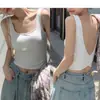Camisola de Verano sin Espalda con Sujetador Incorporado, Corte Ajustado, Cuello Cuadrado, Sin Mangas, Estilo Corto, Venta al por Mayor