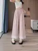25002 Pantalones de Pierna Ancha con Encaje para Mujer Verano Nuevo Cintura Alta Adelgazante Look Suelto Pequeño Nueve Puntos Piernas Anchas