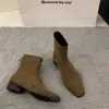 Botines Franceses de Gamuza con Tacón Grueso para Mujer Estilo 2026, Botas Martin Populares de Otoño e Invierno con Forro de Felpa Adicional, Botines Cortos Ajustados