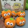 Folhas Verdes Fofas Olhos de Galo Bola de Pelo Bola Laranja Balde de Abraço Boneca Engraçada Decoração Sacola de Material DIY Feito à Mão Presente