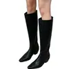 2026 Botas de Outono/Inverno Knight Bico Quadrado Estilo Cowboy Ocidental Alongamento de Perna Novo Estilo Coreano Tubo Reto Botas Longas Estilo Chelsea