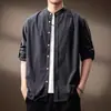 Camisa Masculina de Manga Longa High-End Estilo Retrô Americano Transfronteiriça 2026 Novo Estilo Tendência Estilo Hong Kong Simples Solta Masculina