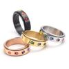 Comercio exterior europeo y americano suministro dulce anillo giratorio de acero inoxidable arcoíris anillo de seis colores con estampado de perro para mujer joyería al por mayor