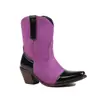 Botas curtas com salto grosso e bico quadrado, color block com estampa de leopardo, estilo europeu e americano, botas de montaria, tamanho grande, comércio exterior Z7-1