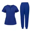 Ropa de Trabajo de Salón de Belleza para Mujer Ropa para Lavar Manos de Quirófano Ropa para Lavar Ropa Manga Corta Doctor Traje Elástico de Fregado Comercio Exterior
