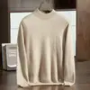 Nuevo suéter de cachemira para hombre de otoño e invierno, cuello semi-alto, color liso, suéter de punto base de lana casual de negocios