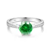 Atacado Em Estoque Anel Clássico com Seis Garras Redondo Colorido de 1 Quilate Moissanita Joia em Prata Esterlina S925 Customização