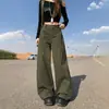 Calça Jeans Khaki Reta 100% Algodão para Mulheres, Novo Estilo Primavera, Design Solto, Fashion, Emagrecedora, Calça Wide Leg de Comprimento Total