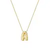 TK Novo Colar de Doces com Cravação de Diamantes 26 Letras Camada Dupla Cobre Zircônio Banhado a Ouro Real Corrente de Caixa Redonda 26 Letras