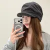 Boina con Visera Plisada y Lentejuelas Estilo Coreano para Mujer Estilo Perezoso Otoño Temprano Sombrero Octagonal Hace que la Cara se Vea Más Pequeña Gorra de Periodista con Personalidad