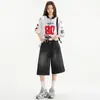 Nuevo en stock: Jeans de pierna ancha acampanados, holgados, plisados, cropped, de cintura alta, adelgazantes, estilo retro americano, para mujer, otoño 2026