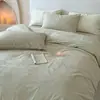 Juego de Cuatro Piezas de Algodón Puro Jacquard Yun Gan Clase A de 60 Hilos, Estilo Ins Color Sólido Sencillo Juego de Tres Piezas de Funda Nórdica de Algodón de Fibra Larga 100%