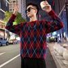 Fw11132 Suéter Popular de Color Contrastante con Cuadros de Rombo para Otoño e Invierno 2025, Jersey de Punto Sencillo y Atractivo para Hombre