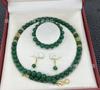 Conjunto de ágata vermelha e verde natural caixa de presente três peças atacado colar brincos pulseira joias fornecimento ao vivo