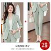 Alta Moda Primavera Verano Otoño Gris Manga Siete Puntos Chaqueta con Cuello de Traje Pequeño Pantalón para Mujer Traje de Dos Piezas Elegante para Ir al Trabajo
