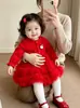 Vestido de malla roja multicapa con retazos para niñas, adecuado para fiestas de cumpleaños, celebraciones del primer cumpleaños y como un vestido festivo estilo princesa