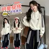 Conjunto de Moletom para Meninas Roupa de Primavera e Outono 2026 Novo Estilo College Meio Zíper Esportivo Casual Conjunto de Duas Peças para Meninas Mais Velhas