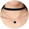 Collar Negro para Mujer, Collar Ajustable de Encaje de Cuero Aterciopelado en Capas, Gótico