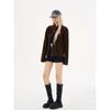 2025 Nuevo Americano Retro Versátil Nueva Chaqueta Marrón de Ante con Cuello Alto Doble Cremallera Abrigo Corto de Primavera para Mujer Trendy