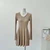 Yh Coleção Croissant Série Fragrância de Chá Outono Novo Vestido de Malha Feminino Outono Novo Vestido Slim Fit