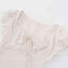 L25194-25 Vestido de Manga Corta Estilo Francés para Descanso de Té, Elegante Jacquard en la Cintura, Diseño de Temperamento, Sentido del Diseño, Niños