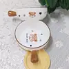 Venta Directa de Fábrica Tazón de Cerámica con Mango de Dibujos Animados Vajilla de Cerámica de Alto Valor para el Hogar Apto para Microondas Tazón para Huevo al Vapor Pintado a Mano