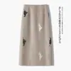 Falda de Traje de Lentejuelas para Mujer, Nuevo Estilo Verano 2026, Elegante Falda Lápiz de Cintura Alta de Longitud Media, Línea A con Abertura