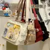 Bolsa Mensageiro Bidimensional Grande Capacidade Versátil Simples Estilo Universitário para Mulheres Bolsa de Ombro com Barra Transparente Bolsa Cruzada para Dor