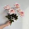 Nuevo ramo de flores artificiales rosa de 7 cabezas rosa de 7 cabezas salón de bodas ramo suave rosa flores de comercio exterior