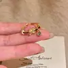 Anillo Rojo Caballo Dorado de Año Nuevo para Mujer, Nuevo Accesorio Apilable de Lujo Ligero de Alta Gama Anillo Abierto