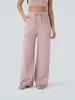 Pantalones casuales de lino de pierna ancha de cintura alta con cordón y bolsillo lateral Amazon 2026, pantalones de playa anchos y fluidos con cintura elástica