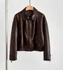 Chaqueta de cuero genuino de oveja para mujer, estilo corto, corte holgado, adelgazante, nuevo abrigo de alta gama inspirado en celebridades