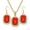 Collar y Pendientes Colgantes de Cubo de Cristal Transfronterizos Europeos y Americanos, Regalo de Cumpleaños de Lujo Ligero para Novia, Juego de Joyería