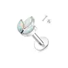Titanio G23 Zirconia de Tres Garras Labret Roscado Interno Barra Recta Stud de Fondo Plano Joyería para Oreja F136 Stud para Hélice de la Oreja Stud Geométrico Simple para Oreja