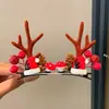 Pinza para el Cabello de Reno Navideño para Mujer Pinza para el Cabello de Fiesta Festiva Accesorio para el Peinado Accesorios de Disfraz Cosplay Lindo Doble Pinza Accesorios para el Cabello