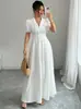 2026 Novo Vestido de Nicho Elegante Branco Acinturado Estilo Europeu e Americano Transfronteiriço Estilo Francês
