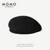 Chapéu Beret de Malha Japonês Simples Respirável Pintado Miss Mo Chapéu Botão de Primavera e Verão para Menina Rosto Enrolado Pequeno