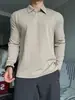 Camisa de entrenamiento de manga larga para hombre, otoño, cuello polo/Henley, para correr, deportes, fitness, simple y elegante, color liso, adecuada para usar en capas