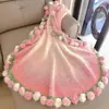 Manta de Peluche Gradiente con Ramo de Rosas Paquete de Material Tejido a Mano para DIY Manta con Ramo Regalo Manta de Rosas Liquidación