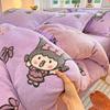 Conjunto de Quatro Peças de Veludo Espesso Quente de Inverno com Flocos de Neve e Veludo Leite Cobertor de Edredom de Veludo Dupla Face Lençóis de Cama Conjunto de Três Peças para Dormitório