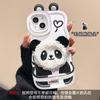 Cordão Panda de Pelúcia Adequado para Capa de Celular Apple 16Pro Outono e Inverno 15 Suporte Duplo Invisível 14 Silicone Anti-Queda 17